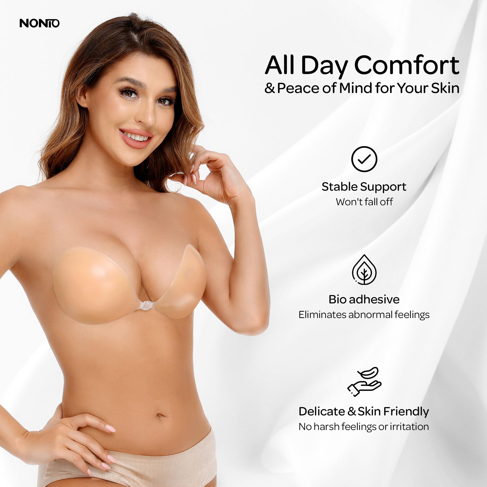 Backless Bra Sticky - Самоклеящийся бюстгальтер без бретелек, невидимый, с
