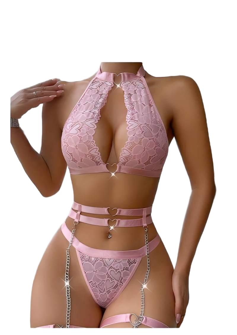Plunge Bra Push Up - Сексуальный комплект нижнего белья: кружевной комплект