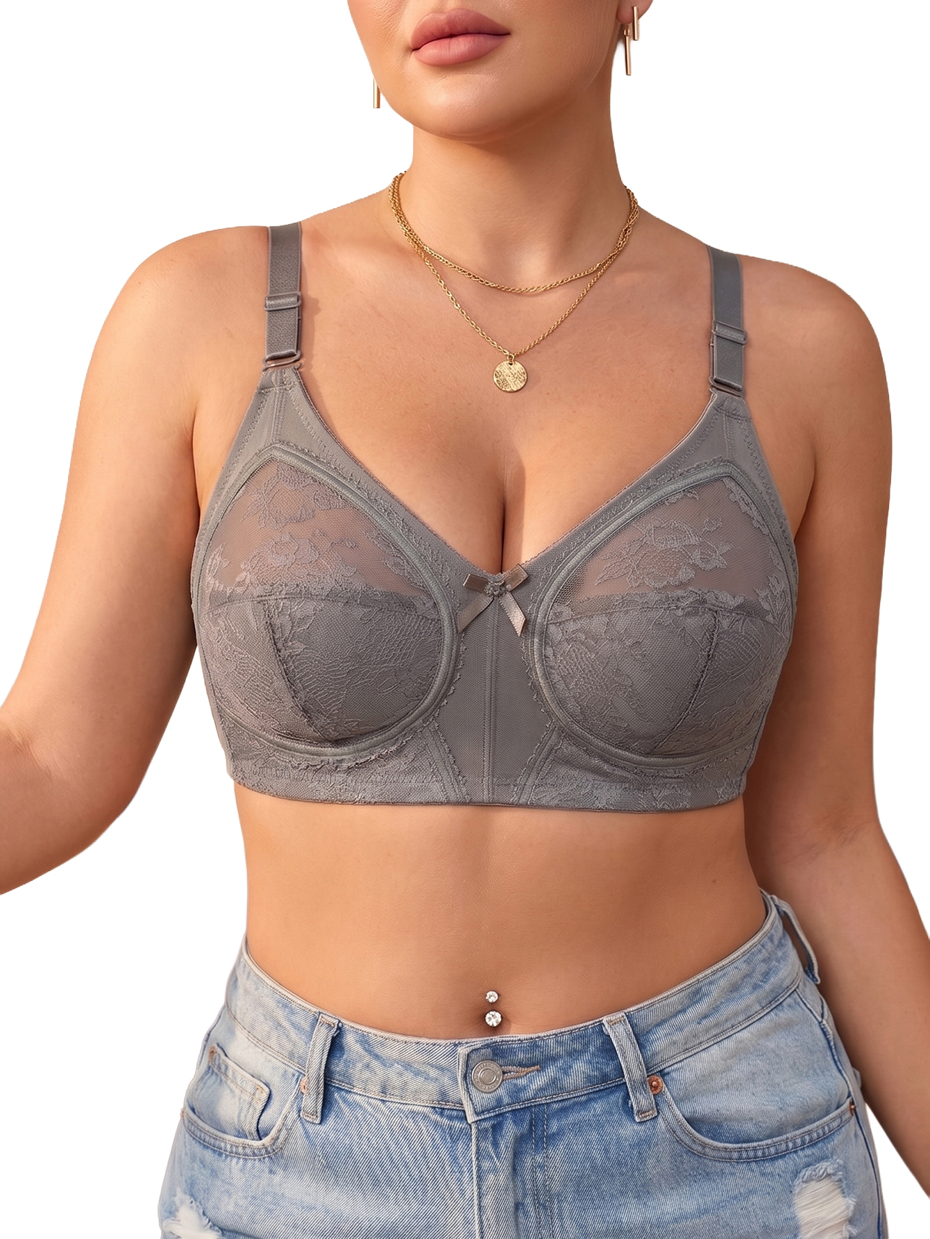 Full Coverage Bra - Женский бесшовный кружевной бюстгальтер больших размеров