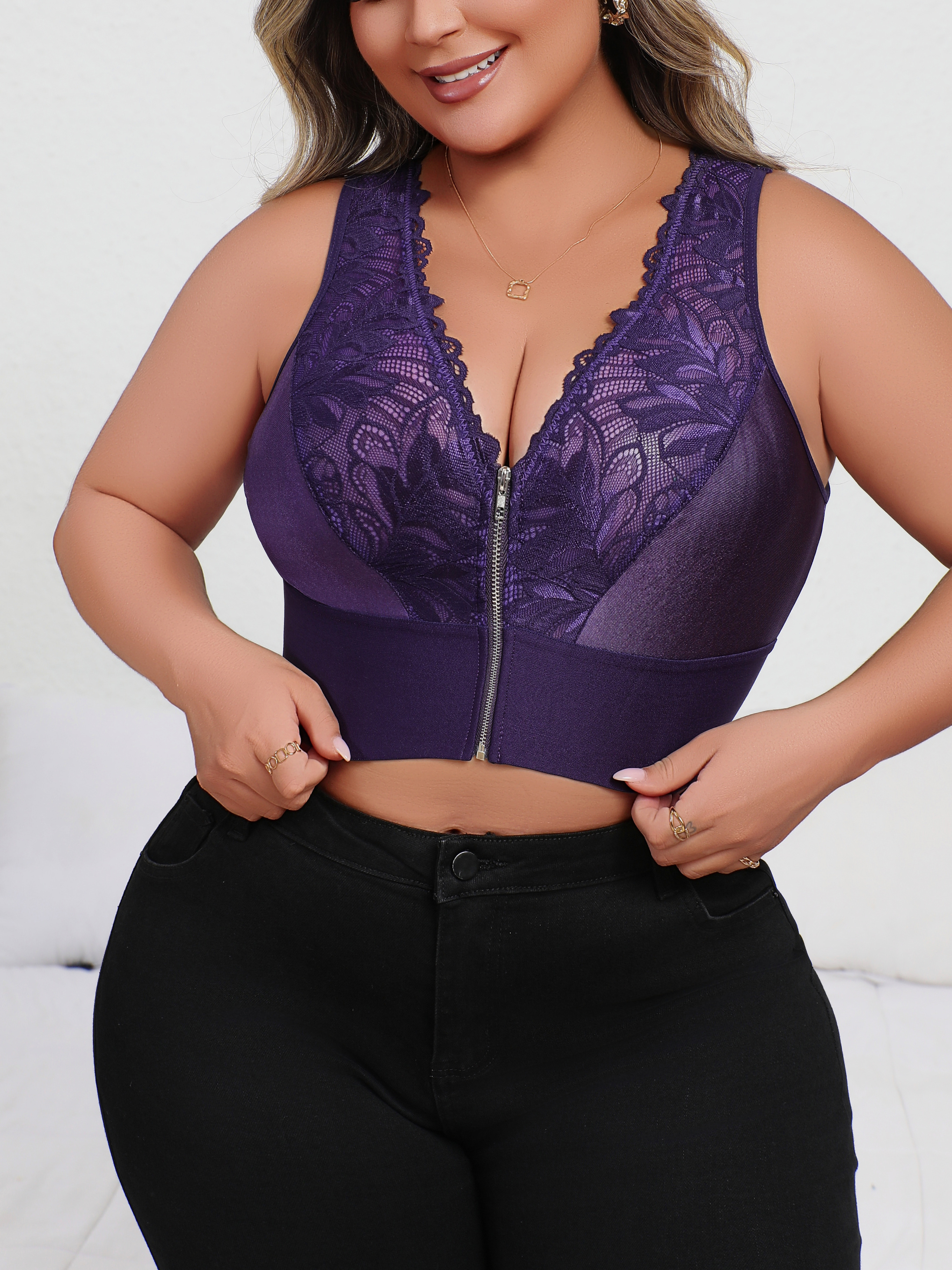 Plunge Bra Push Up - Новое поступление, сексуальное фиолетовое нижнее белье