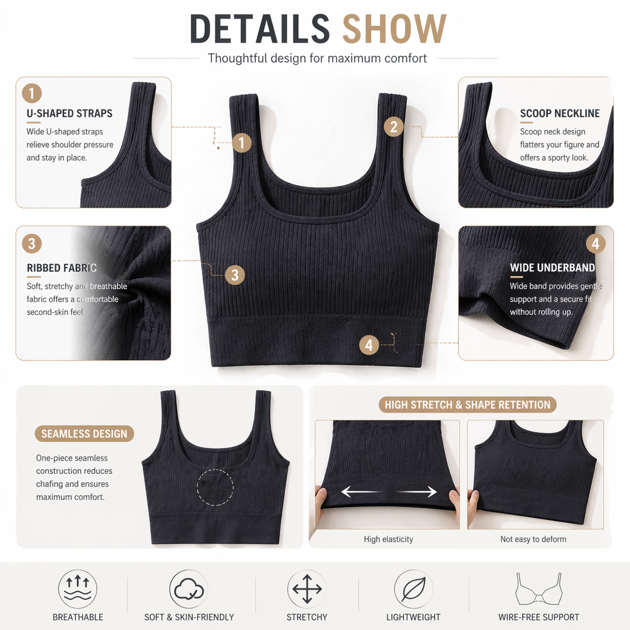 Женский бесшовный укороченный  – обзор и цена T Shirt Bra Seamless