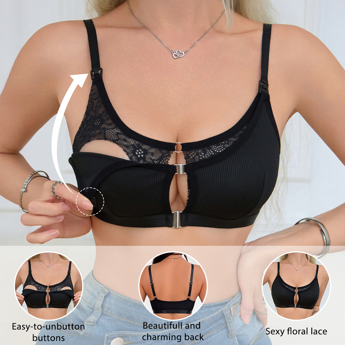 Черный комфортный бюстгальтер  – обзор и цена Nursing Bra Clip